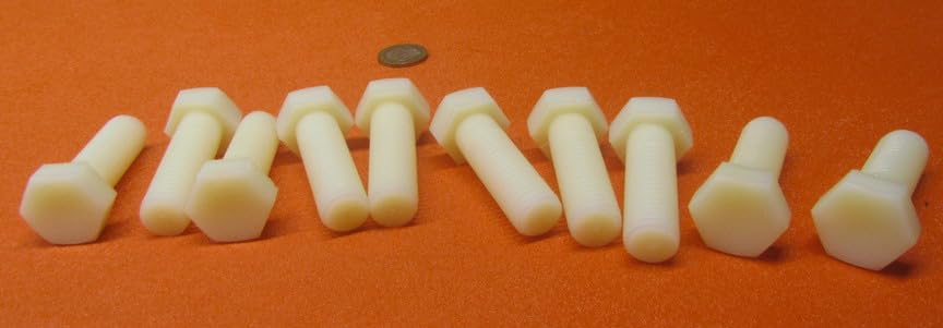 Natural Nylon Hex Head Bolts PT 5/8"-11 Thread x 2.00" Long 20 pcs