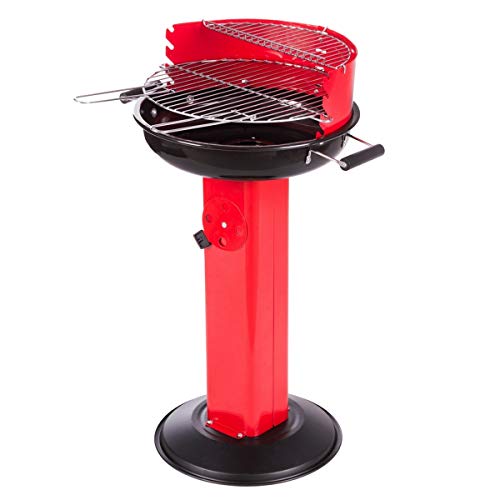 Barbacoa Carbón Redonda Acero 58 X 54 X 88 Cm - Ldk Garden En Oferta Lola Home Ldk Garden Barbacoa Redonda De Carbón Y Estructura De Acero Roja, Rojo-Negro, 58X54X88 Cm