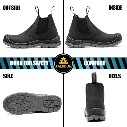 Image of Steel Toe Work Boots for Men Slip on Chelsea Boot with Kevlar Anti-Puncture Sole, ASTM F 2412-24, Men's Industrial & Construction Shoes, Non-Slip Safety Shoes