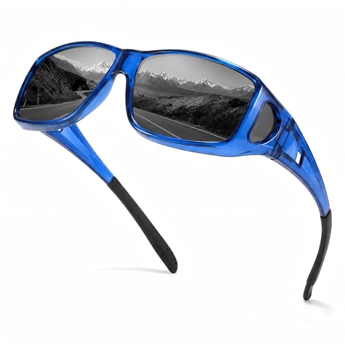 Image of VIEWBETTER Polarized Fit Over Glasses Sunglasses for Men Wrap Around Shades UV Protection Wear Over Eyeglasses SG0312