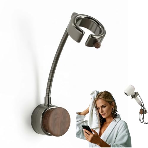 SUVEK Support Sèche Cheveux Mural à Ventouse sans Perçage, Libère Les Mains pour Séchage et Coiffage, Porte Sèche-Cheveux avec Rangement de Câble, Gain de Place...