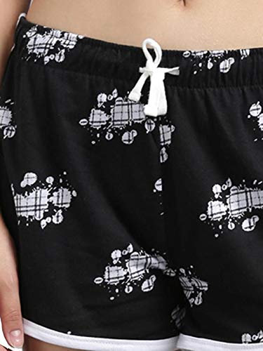 Image of KOTTY Pure Cotton Skyblue and Black Printed Women Night Short - Pack of 2
