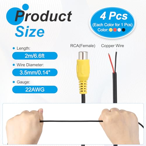 Cable altavoz RCA hembra a cable desnudo para solucionar conexiones de audio pelado de 22 AWG 2