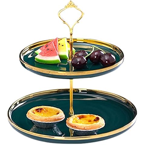 Dessertständer 2 stufiger Tortenständer TAIZER Keramik Kuchenständer Runder Gebäckständer Cupcake Ständer Muffin Ständer Käseplatte Dessert Ständer Cover