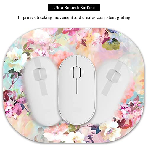 Atufsuat Small Mouse Pad 6 X 7 Inch, Oval Mini Mouse Pad With Non-Slip Rubber Base, Waterproof Compact Mouse Mat For Laptop Computer Wireless Mouse Keyboard Tray Home Office Travel, Peonies Floral #TOP4