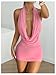 Floerns Women's Draped Deep V Neck Halter Dress Sleeveless Night Club Bodycon Mini Dresses Pink Small