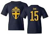 Flaura Europea Soccer 2020 Sweden #15 Alexander ISAK Jersey Style Boys Girls Youth T-Shirt (Navy, Youth - Small)