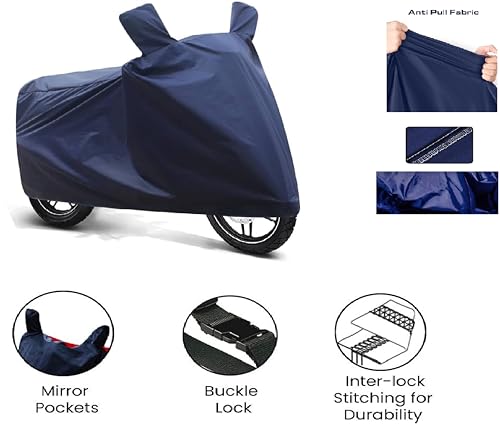 Image of AutoCart Bike Scooty Motorcycle Cover for Premium Bike (Blue Color) Also Suitable for All 125 CC Bikes and Scooty and Upto 150cc Pack of 1 | Design for Suzuki GIXXER