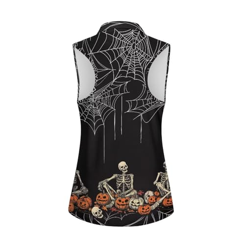 GULANGYU Halloween Print Womens Golf Shirt Sleeveless Polo Shirts Tennis Tank Top3