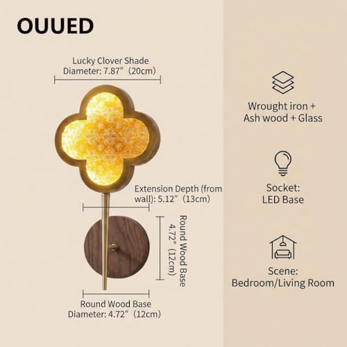 Lámpara de pared de madera para evitar fatiga visual en mesitas de noche 6