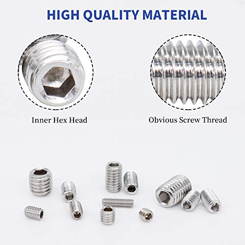 Hemei 390Pcs M3/M4/M5/M6/M8 Hex Allen Head Socket Set Screw Assortment Kit Internal Hex Drive Flat Point 304 Stainless Steel Metric Grub Screw With 5Pcs Hex Wrenches #TOP2