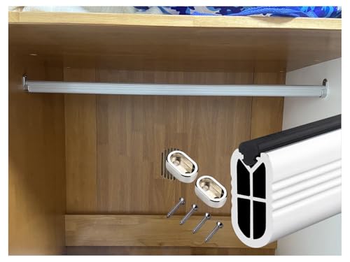 突っ張り棒 つっぱり棒 金属製クローゼットバー(衣類掛け用)、丈夫な工業用パイプクローゼットロッドサポートポール、高耐久壁掛けバレットロッド、商業用ホテル客室用(Silver,120cm/47.2in)