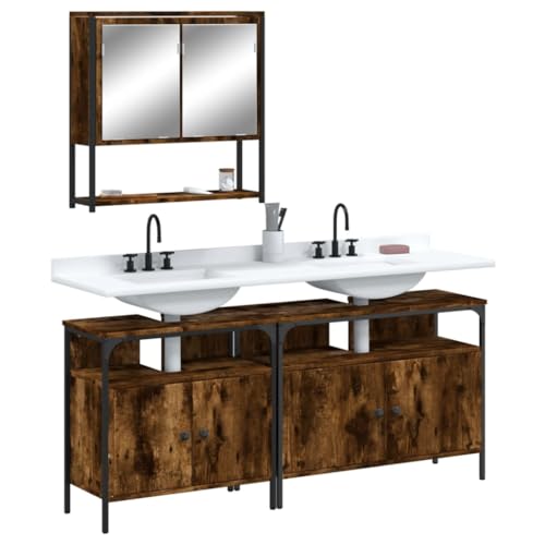 CHARMMA Bathroom Furniture Set Smoked Oak,Bathroom Furniture Sets-3214667