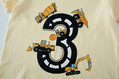 Lampu Birthday Boy Shirts Construction Excavator Cotton Short Sleeve T-Shirt 2-6 Years2