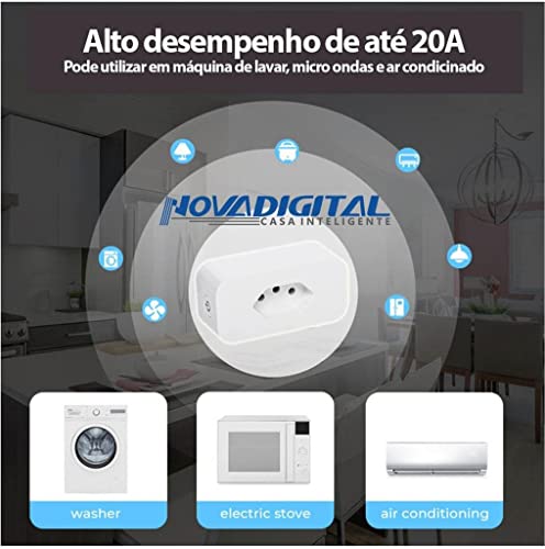 Tomada Inteligente 20A Wi-fi Para Automação Residencial NovaDigital Pro Alto Desempenho 20A Compatív