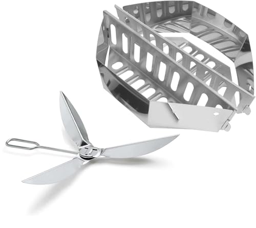 Charcoal Basket Briquet Holders/Ash Catcher and One-Touch Cleaning System Accessories for 22-1/2 Weber Kettle Grill Replacement Parts for Weber Charcoal Master Touch Series Grills Stainless Steel