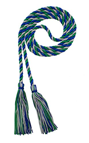 Image of Graduation Honor Cord - Royal /Kelly /Gray - Every School Color Available - Made in USA