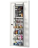 mustry Over The Door Garage Organizer, Behind The Door Storage with PegBoards and Baskets for Cleaning Supplies, Car Care, Spray Can, Metal Hanging Storage Rack for Garage Organization