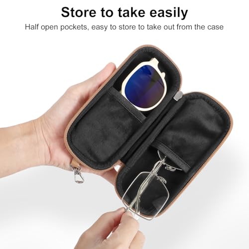 Image of Double Eyeglasses Case Hard Shell Dual Sunglasses Organizer with Zipper Closure Travel Eyewear Storage for Vehicle