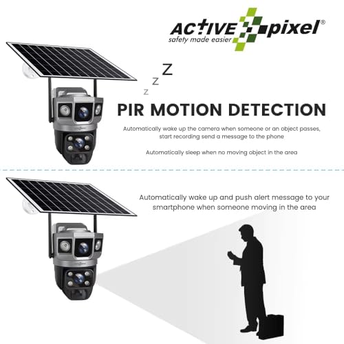 Image of Active Pixel 4G Dual Camera 4mp+4mp Lens Solar Powered | 4G SIM | IP66 Waterproof | 2-Way Audio | Outdoor Surveillance for Agriculture,Construction Site,Farm,Garden etc (Solar 4G Dual Cam)