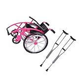 Thewasc 3 Piece Foldable Rehab Wheelchair and Crutches Pretend Play Set for Kids Role Play Educational Toy with Safe Design Portable Toy Wheelchair for Small Spaces