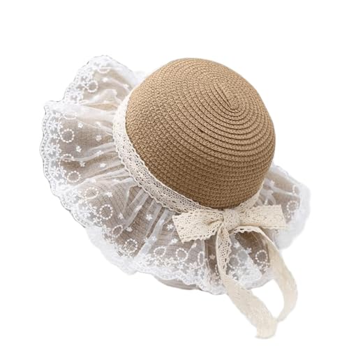 Girl Sunscreen Hat Summer Kids Sunshade Straw Hat Lace Princess Beach Hat Outdoor Fisherman Hat for 2-7 Years Old Gift