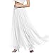 Produktbild Meaneor Damen Maxirock Chiffon Rock Lang Festlich Rock Hochzeit Cocktail Langrock Prinzessin , Weiß - EU 44(Herstellergröße:XXL)