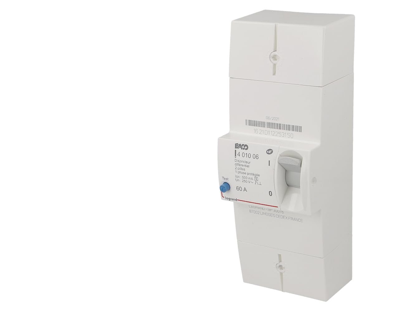 Disjoncteur Branchement Enedis Bipolaire Non Différentiel 60 legrand 401052