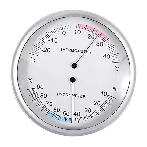 KLSAMNM Indoor Thermometer Hygrometer 132mm / 5 Inch Analogue Temperature Humidity Meter -25-45C Cover
