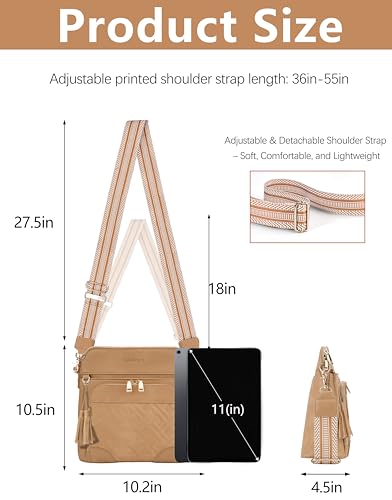 Image of Crossbody Bags for Women with Built In Wallet,RFID Travel Purse | Quilted Design, RFID Protection, Multiple Compartments, Organized Storage, iPad Compatible, Adjustable Strap