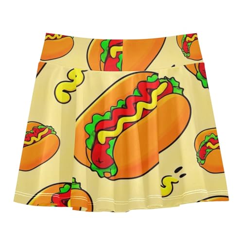 Cartoon Hot Dogs Athletic Shorts for Girls Skorts Tennis Skirts Kids Custom Teen Cheer 3t2