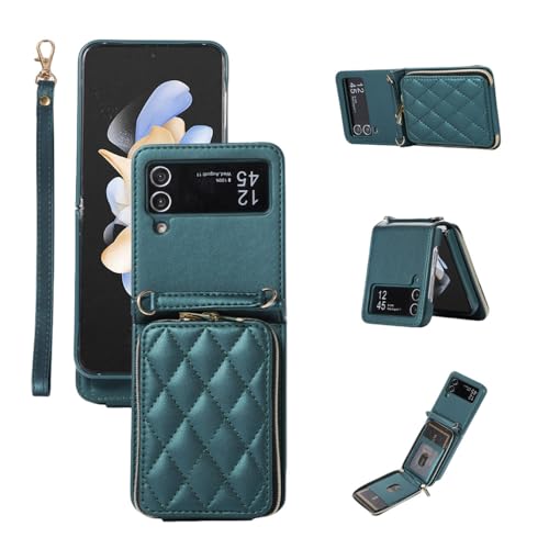 Étui en cuir végétalien de haute qualité avec fermeture éclair pour Galaxy Z Flip 4