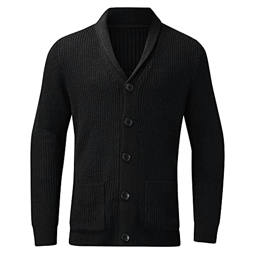 Chaqueta punto hombre ideal para el frío con cuello en V y forro cálido 2