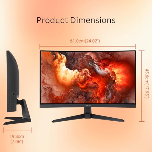 Image of ASUS TUF Gaming 27 inch FHD Curved Monitor, VA Display, 280Hz, 1ms (GTG), 1500R Curvature, FreeSync Premium, ELMB, 90% DCI-P3, DisplayWidget Center, DisplayPort, Dual HDMI, Eye Care, Tilt Adjustable