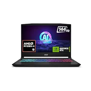 MSI Katana A15 AI, AMD Ryzen 9 8945HS, Built-in AI, 40CM FHD 144Hz Gaming Laptop(16GB/1TB NVMe SSD/Windows 11 Home/NVIDIA GeForce RTX 4070, GDDR6 8GB/Black/2.25Kg), B8VG-440IN