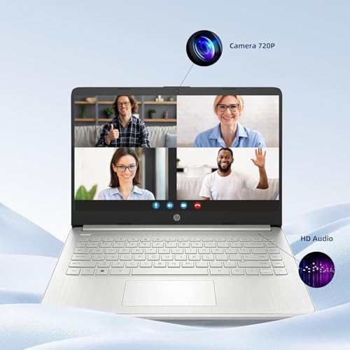 Image of HP 14 inch Chromebook with ChromeOS Flex | 8GB RAM, 64GB eMMC | Designed Purely for School and Work | Thin and Light | Game App Not Allowed | Snowflake White | No Mouse