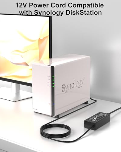 Image of 12V AC /DC Adapter Compatible with Synology DS223j DS223 DS225+ DS225 DS224+ DS220+ DS220j DS218+ DS214 DS213 DS212 DS216 DS118, WD My Cloud EX2 Qnap TS212 TS221 TS251 Power Supply Cord Cable