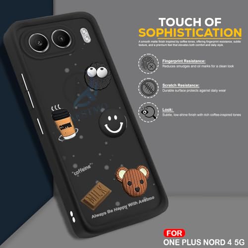 Image of AESTMO Back Case Cover | Cute Fun Cartoon 3D Ball | Coffee Silicone Case | Full Body Protection | Camera Protection Back Cover (Black, OnePlus Nord 4 5G)