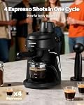 SHARDOR 3.5 Bar Espresso Machine, Compact Expresso Machines à café pour la maison, 4-Cup Espresso Maker avec le lait pour Cappuccino & Latte, Système de chauffage rapide, Facile à utiliser, 800W, noir