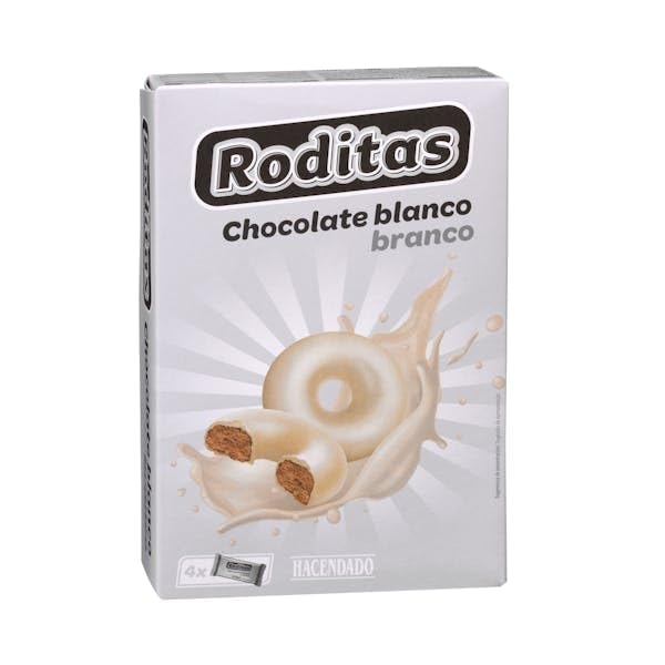 Galletas Roditas bañadas con chocolate blanco Hacendado 300 gr. (Paquete 4 x 75 gr.)