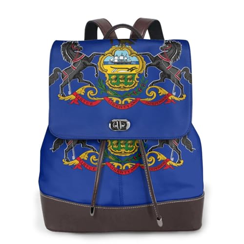 Sac à dos ordinateur portable en cuir imprimé Pennsylvanie voyage et campus