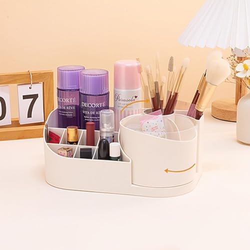 Image of Leawall 360 Rotating Cosmetic Organizer for Nail Polish, Brushes, Lipstick & Jewelry Makeup Storage Box for Bedroom & Bathroom - Jewelry organiser, Wardrobe & Dressing Table Storage(Multicolor)