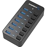 SABRENT USB Hub, 7 Ports 36W, Fast Powered Data Hub, USB Docking Station, Multiport Hubs, LEDs On/Of Switch, for PC Laptop MacBook iMac (HB-BUP7)