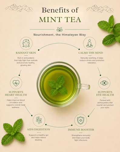 Image of Himalayan Firefly Moroccan Mint Herbal Tea Monthly Pack | Spearmint And Peppermint Loose Leaf Blend | Aromatic Mint Herbal Infusion For Daily Beverage Routines | Home Office Tea Use | 50g