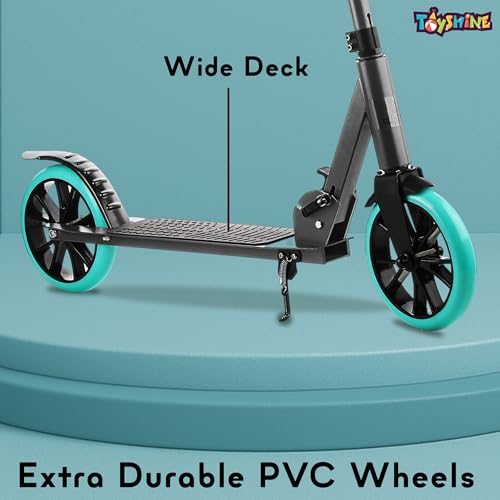 Image of Toyshine Rhino 2 Wheel Runner Scooter with Anti Slip ABS Base Big Wheels Height Adjustable Handlebar Foldable Max Load 50kg for Boys and Girls Ages 5 and Above - Grey
