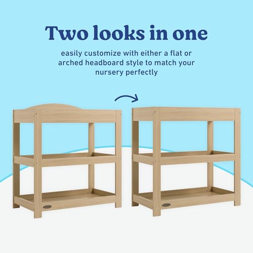 Image of Graco Customizable Changing Table with Water-Resistant Changing Pad (Driftwood) - Customizable Modern Flat or Classic Arched Headboard, Changing Pad Included