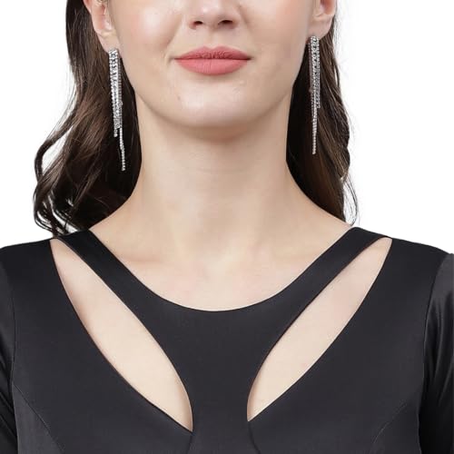 Image of Women's Modern Traditional Pre-Stitched Satin Saree with Modern Crop Top Blouse - Elegant Black Draped Sari for Parties and Special Occasions