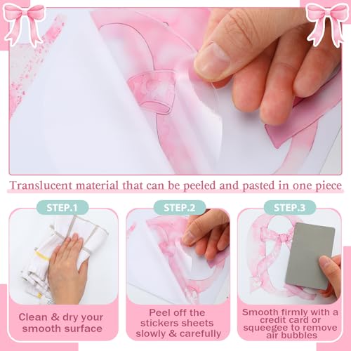 Calcomanías para pared letras ABC con lazo rosa miniatura 2