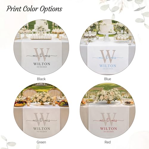Image of Custom Table Runner Personalized Table Runner Wedding Welcome Sign Wedding Table Runner just Married Sign mr and mrs Sign Personalized Wedding Banner Linen Sweetheart Table Decor Custom Welcome Sign