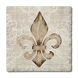 Thirstystone Deco Fleur 4 Pack Tumbled Tile Stone Coasters with Protective Cork Backing Manufactured in The USA